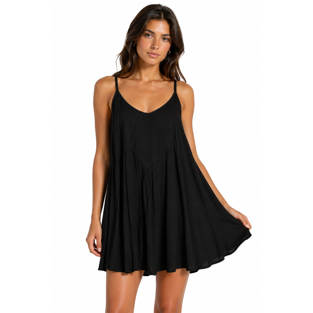torrid Black Flowy Swing Slip Dress with Spaghetti Straps